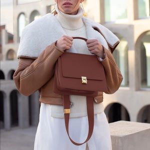 Polène Numero Sept cognac textured leather bag